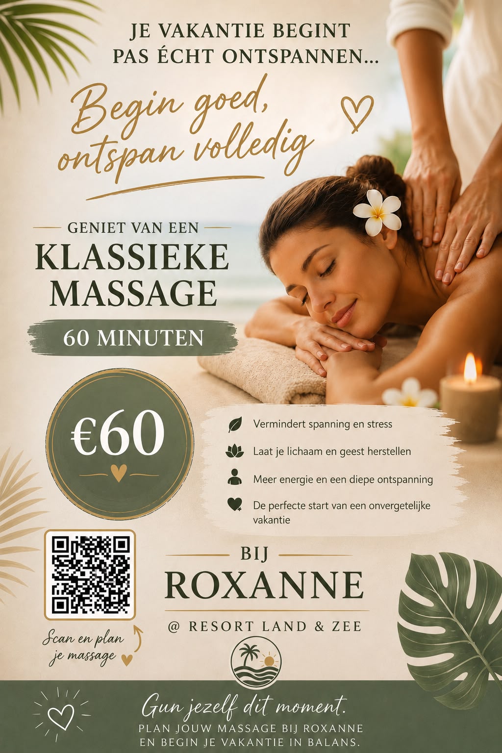 Klassieke massage flyer door Roxanne bij Resort Land & Zee